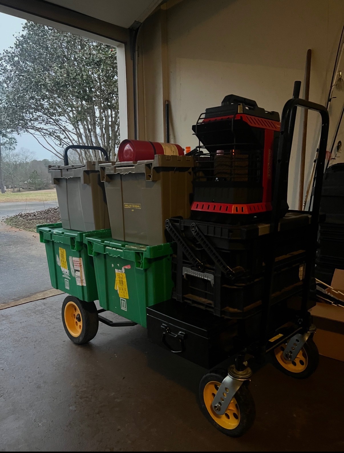 Gunnells Services tool cart and totes ready for the next service call